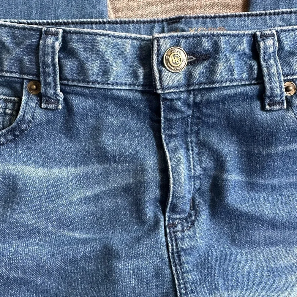 Michael Kors Blue Skinny Jeans with Floral Embroidery